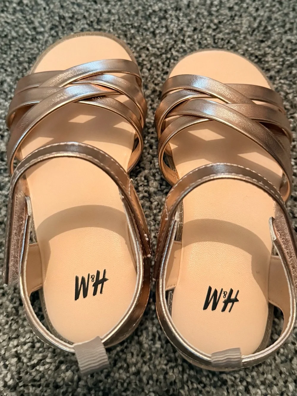 H&M Girls Metallic Rose Gold Braided Strappy Sandals